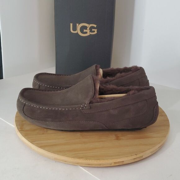 UGG Ascot Slipper Dusted Cocoa Suede Wool Comfort Loafer Men's US 9 NIB - Picture 4 of 15